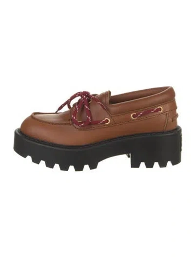 Pre-owned Miu Miu Leather Oxfords W/ Tags In Brown
