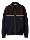 Miu Miu Leather-panel Wool Cardigan In Blue