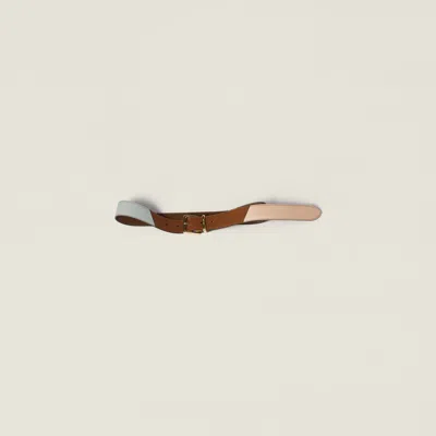 Miu Miu Leather Patchwork Belt In Brown