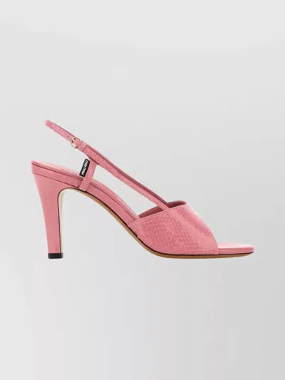 MIU MIU LEATHER PEEP TOE SANDALS WITH TEXTURED FINISH