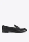 Miu Miu Black Leather Loafers In Black