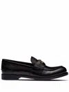 Miu Miu Black Leather Loafers In Black