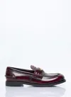 Miu Miu Women Leather Penny Loafers In Burgundy
