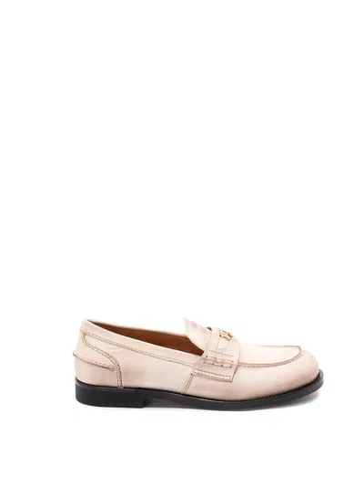 Miu Miu Vintage-effect Leather Penny Loafers In Neutral
