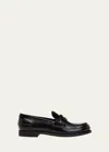 Miu Miu Black Leather Loafers In Nero