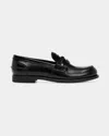Miu Miu Black Leather Loafers In Nero