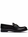 Miu Miu Black Leather Loafers In Nero