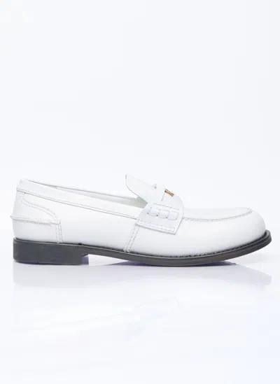 Miu Miu Patent Leather Penny Loafers In White