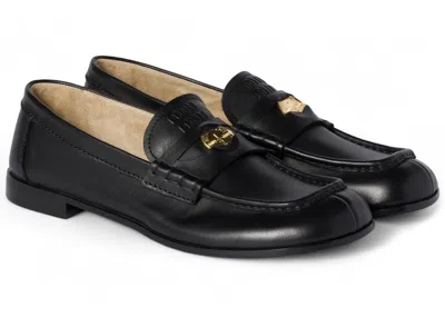 Pre-owned Miu Miu Leather Penny Loafers (women's) Sneakers In Black