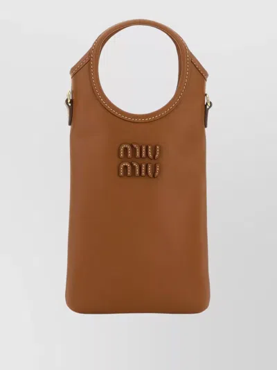 Miu Miu Leather Phone Case Top Handle Detail