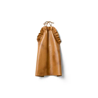 Miu Miu Leather Pinafore Apron In Metallic