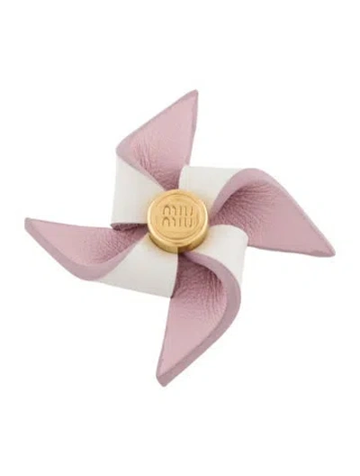 Pre-owned Miu Miu Leather Pinwheel Brooch In Multi