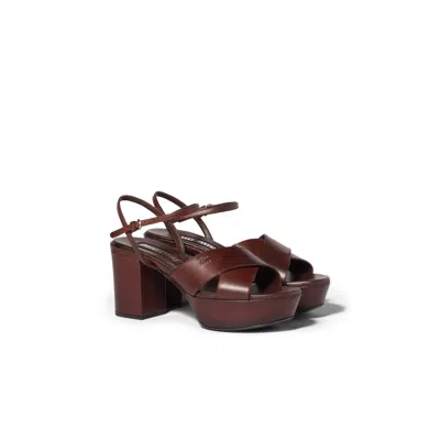 MIU MIU LEATHER PLATFORM SANDALS