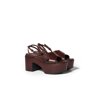 Miu Miu Leather Platform Sandals In Animal Print