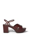 Miu Miu Leather Platform Sandals With 3.5 Cm Plateau And 7.5 Cm Heel In Brown