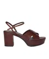 Miu Miu Leather Platform Sandals With 3.5 Cm Plateau And 7.5 Cm Heel In Brown