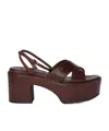 Miu Miu Leather Platform Sandals With 3.5 Cm Plateau And 7.5 Cm Heel In Brown