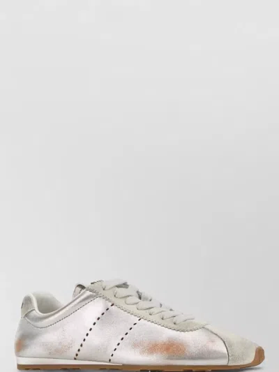 Miu Miu Miu-miu-inspired Silver Plume Leather Sneaker For Women In Multi