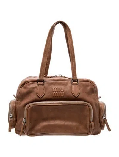 Pre-owned Miu Miu Leather Pocket 2024 In Brown