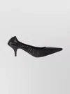 Miu Miu Leather Pointed Toe Kitten Heel Pumps In Black