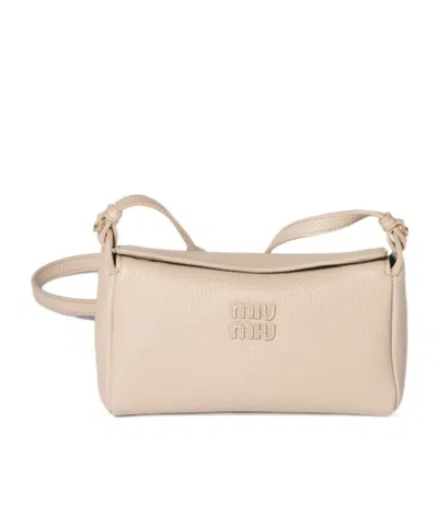 Miu Miu Leather Pouch In Neutral