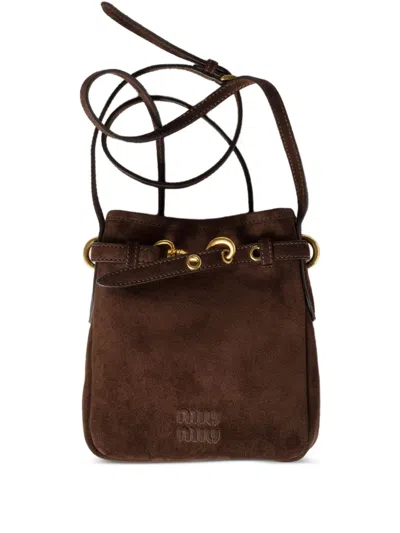 Miu Miu Leather Pouch Bag In Metallic