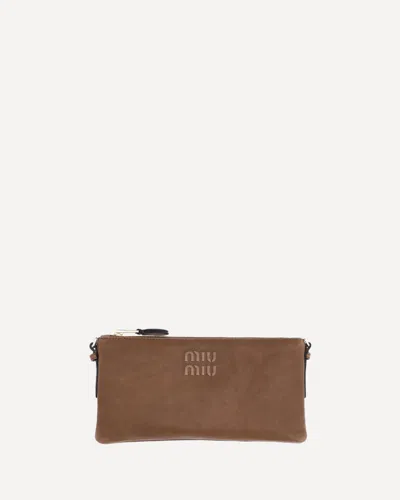 Miu Miu Leather Pouch In Brown