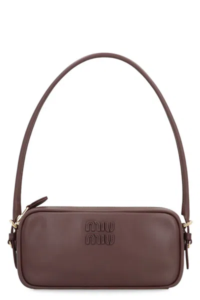 Miu Miu Leather Mini Bag In Brown