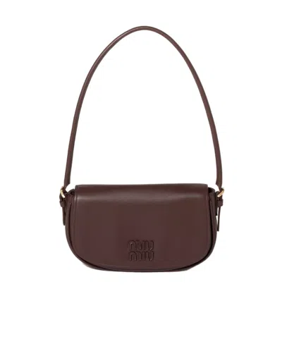 Miu Miu Leather Pouch In Brown