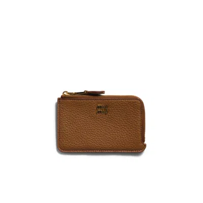 Miu Miu Leather Pouch Card Holder In Brown