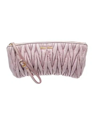 Pre-owned Miu Miu Leather Pouch In Pink