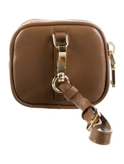 Pre-owned Miu Miu Leather Pouch W/ Tags In Brown