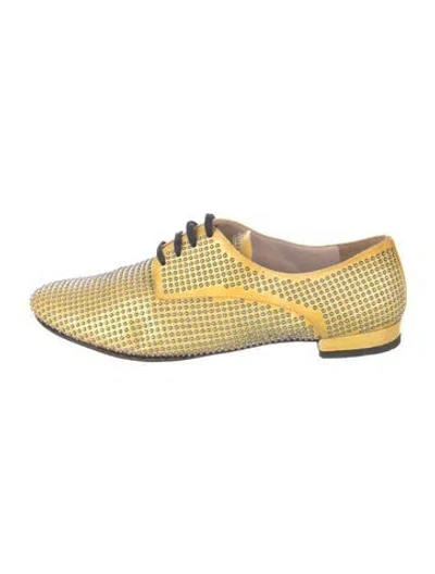 Pre-owned Miu Miu Leather Printed Oxfords In Neutral