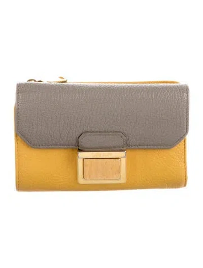 Pre-owned Miu Miu Leather Printed Wallet In Yellow