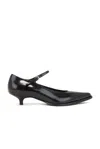 Miu Miu 35 Mary-jane Pumps In Brushed Leather In Nero