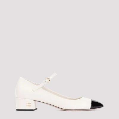 Miu Miu White And Black Goat Leather Pumps In Multi