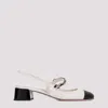 Miu Miu Chain Strap Slingback Cap Toe Pump In Avorio Nero