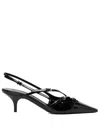 Miu Miu Patent Leather Slingback Pumps With Buckles In Black
