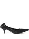 Miu Miu 55 Ruched Leather Pumps In Black