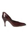 Miu Miu Waxed Calfskin Pointy Toe Pump In Brown