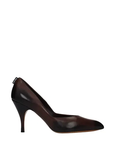 Miu Miu Leather Pumps In Brown