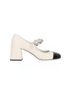 Miu Miu Elegant Sand Leather Pumps With 6.5 Cm Heel In White