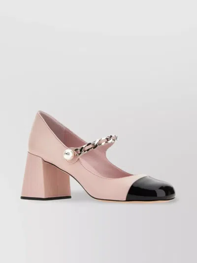 Miu Miu Leather Pumps With Thick Block Heel In Pink
