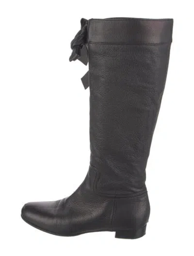 Pre-owned Miu Miu Leather Riding Boots In Black
