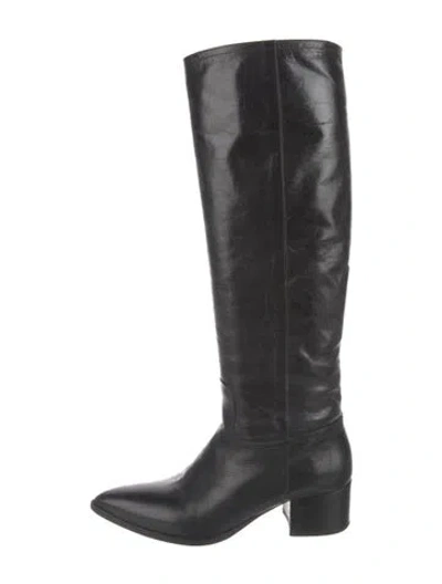 Pre-owned Miu Miu Leather Riding Boots In Black