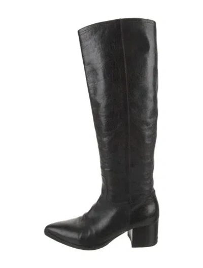 Pre-owned Miu Miu Leather Riding Boots In Black