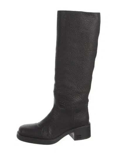 Pre-owned Miu Miu Leather Riding Boots In Black