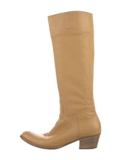 Pre-owned Miu Miu Leather Riding Boots In Neutral