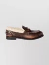 Miu Miu Leather Round Toe Loafers For Everyday Wear In Animal Print