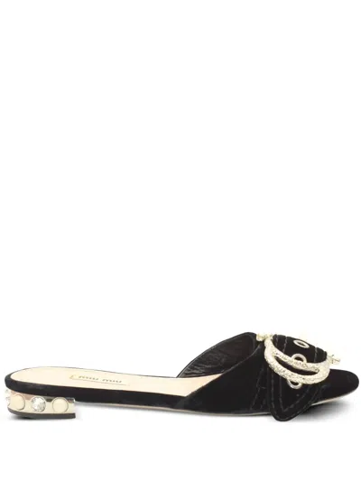 Pre-owned Miu Miu Leather Sandals In Black